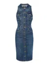 Elisabetta Franchi Denim Sleeveless Midi Dress In Blue Denim In Lavado Oscuro