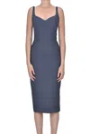 Elisabetta Franchi Denim Effect Fabric Sheath Dress In Blue