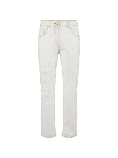 Elisabetta Franchi Denim Five-pocket Trousers In White