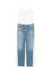 Elisabetta Franchi Denim Jumpsuit In Beige
