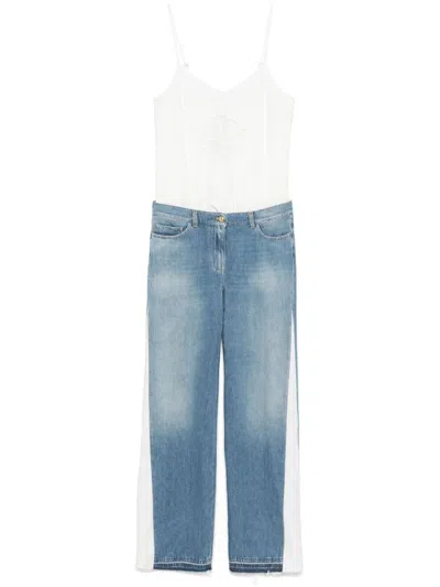 Elisabetta Franchi Denim Jumpsuit In Beige