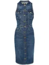 Elisabetta Franchi Denim Sleeveless Midi Dress In Blue Denim In Blau