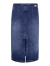 Elisabetta Franchi Denim Midi Skirt In Azul