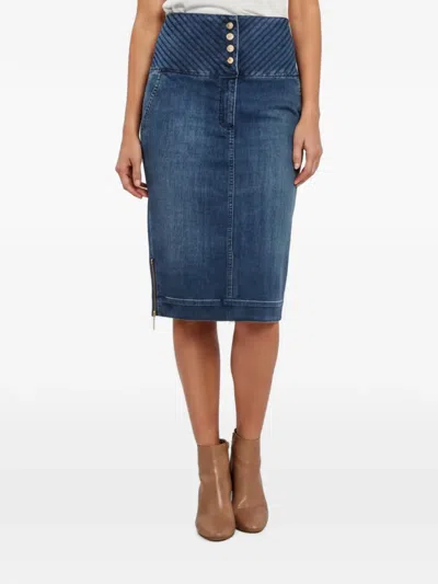Pre-owned Elisabetta Franchi Denim Midi Skirt In Blue