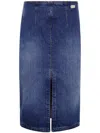 Elisabetta Franchi Denim Midi Skirt In Blue