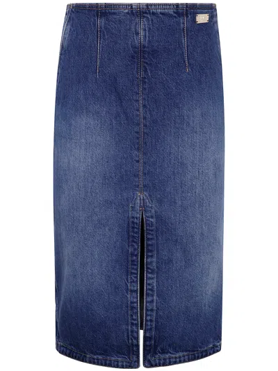 Elisabetta Franchi Denim Midi Skirt By  In Blue