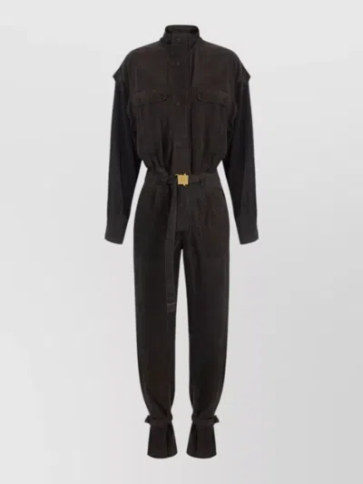 Elisabetta Franchi Denim Oversized Long-sleeve Jumpsuit
