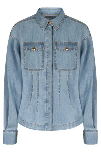 Elisabetta Franchi Shirt With Pocket In Blue