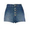 Elisabetta Franchi High Waist Denim Shorts With Button Detailing In Blue