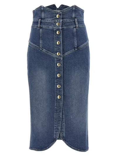 Elisabetta Franchi Denim Skirt In Blue