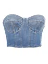 Elisabetta Franchi Denim Bustier Top In Blue