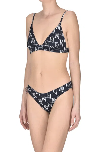 Elisabetta Franchi Designer Logo Print Bikini In Black