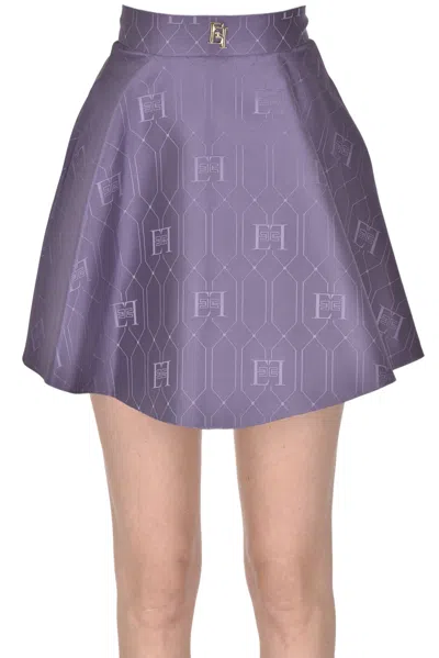 Elisabetta Franchi Designer Logo Print Mini Skirt In Lilac