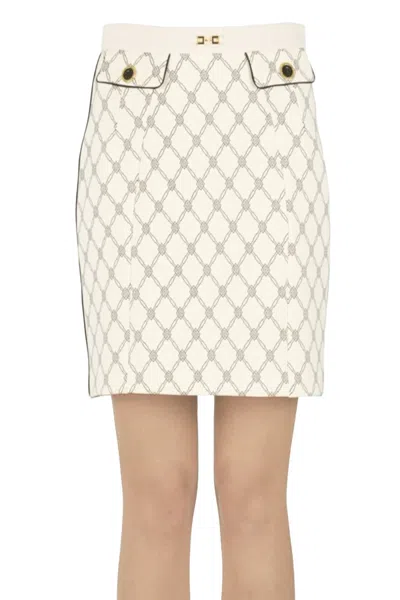 ELISABETTA FRANCHI DESIGNER LOGO PRINT MINI SKIRT