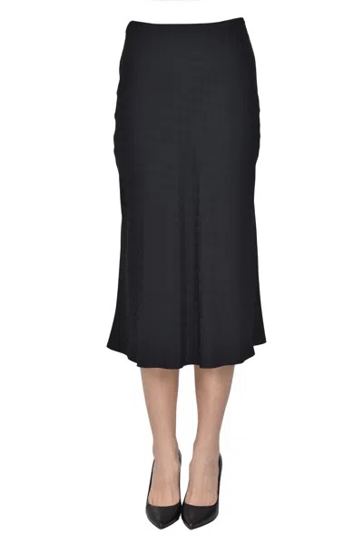 Elisabetta Franchi Designer Logo Print Satin Skirt In Black