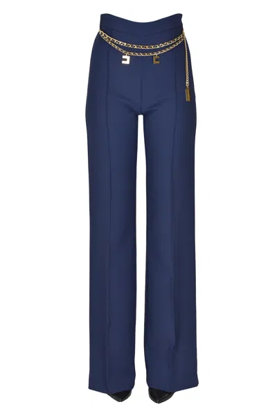 Elisabetta Franchi Detachable Chain Trousers In Blue
