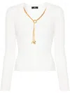 Elisabetta Franchi Detachable-necklace Ribbed Jumper In Neutrals