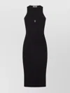 Elisabetta Franchi Detail Cut-out Ribbed Texture Sleeveless Dress In Black
