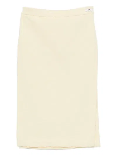 Elisabetta Franchi Diamond-embellished Tweed Skirt In Neutral