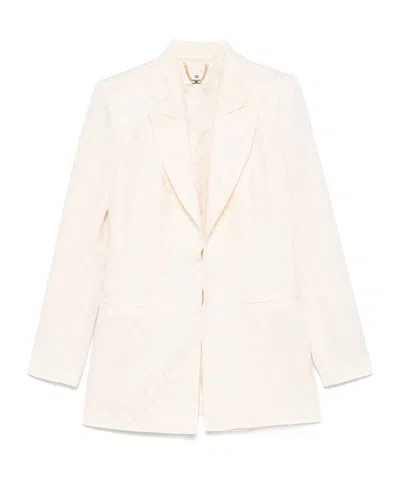 Elisabetta Franchi Diamond-jacquard Blazer In White