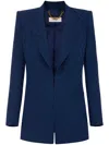 Elisabetta Franchi Satin-blazer Aus Diamant-jacquard In Blau
