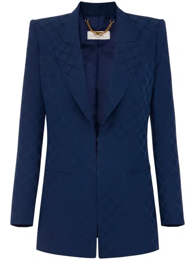 Elisabetta Franchi Satin-blazer Aus Diamant-jacquard In Blue