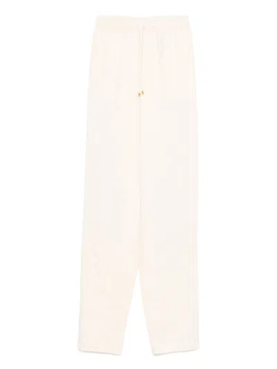 Elisabetta Franchi Diamond-jacquard Satin Trousers In 中性色