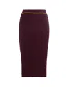 Elisabetta Franchi Gonna In Maglia A Rombi Con Dettaglio Gioiello Merlot In Burgundy