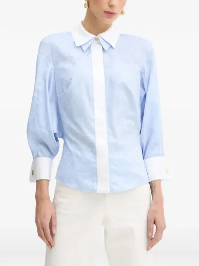Elisabetta Franchi Diamond-pattern Jacquard Shirt In Blue