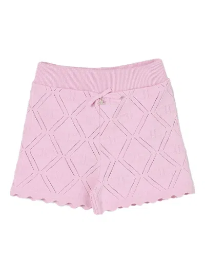 Elisabetta Franchi Diamond-pattern Shorts In Pink