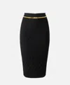 Elisabetta Franchi Diamond Patterned Knitted Skirt In Black