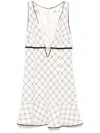 Elisabetta Franchi Diamond-print Crepe Mini Dress In Neutrals