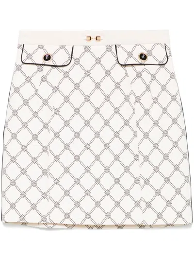 ELISABETTA FRANCHI DIAMOND-PRINT CREPE MINI SKIRT