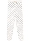 Elisabetta Franchi Light Beige Trousers With Geometric Pattern In Neutrals