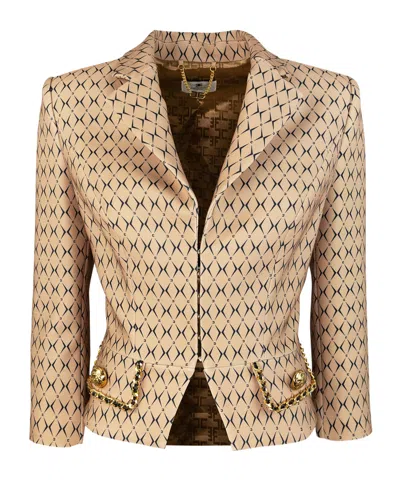 ELISABETTA FRANCHI ELISABETTA FRANCHI DIAMOND PRINTED CROPPED BLAZER