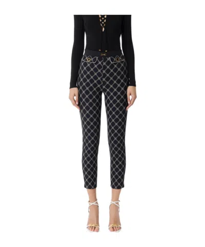 Elisabetta Franchi Diamond Printed Crêpe Trousers