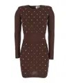 Elisabetta Franchi Knitted Mini Dress With A Slim Fit In Brown