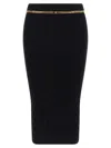 Elisabetta Franchi Chain-embellished Geometric Midi Skirt In Black