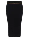 Elisabetta Franchi Black Diamond Knit Skirt With Jewel Detail In Black