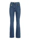 Elisabetta Franchi Distinctive Back Pocket Fitted Flared Jeans In Blue