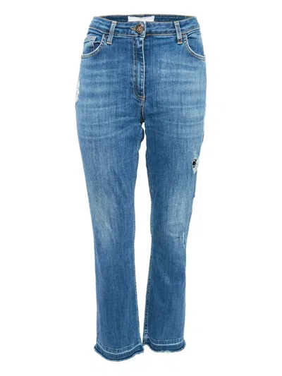 Pre-owned Elisabetta Franchi Distressed Frayed Jeans In Blue