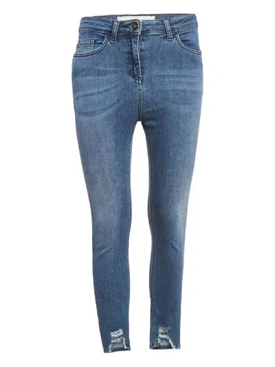 Pre-owned Elisabetta Franchi Distressed Hem Jeans In Blue