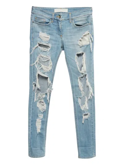 Pre-owned Elisabetta Franchi Distressed Jeans In Blue
