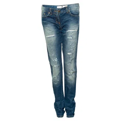 Pre-owned Elisabetta Franchi , Distressed Jeans In Blue