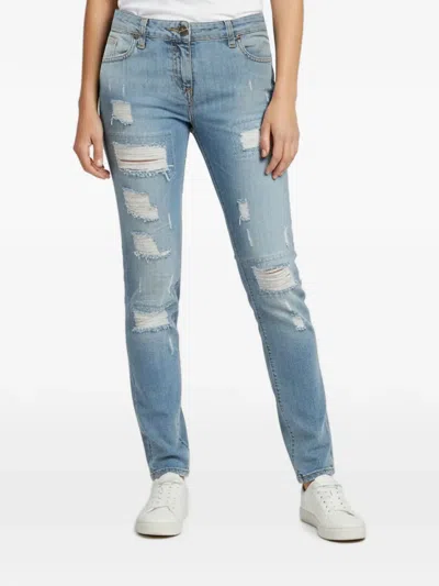 Pre-owned Elisabetta Franchi Distressed-details Jeans In Blue