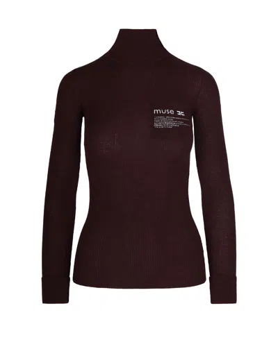 ELISABETTA FRANCHI TURTLENECK WITH MERLOT LETTERING DETAIL