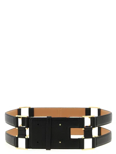 Elisabetta Franchi Double Band Belt In Black