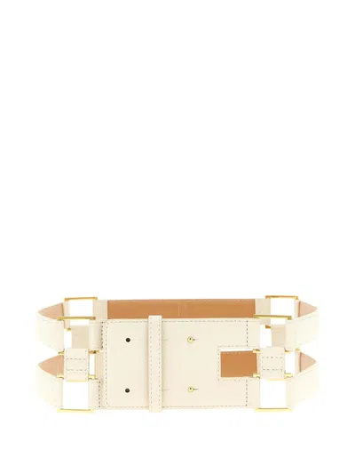 Elisabetta Franchi Double-band Belt In Brown