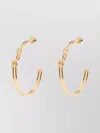 Elisabetta Franchi Double Band Hoop Earrings With Geometric Accents In Gold