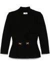 Elisabetta Franchi Black Double-breasted Blazer With Golden Buttons In Black
